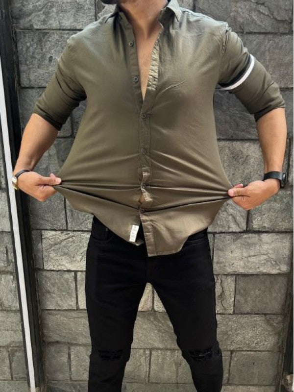 Twill Lycra Sleeve Tape Olive Shirt