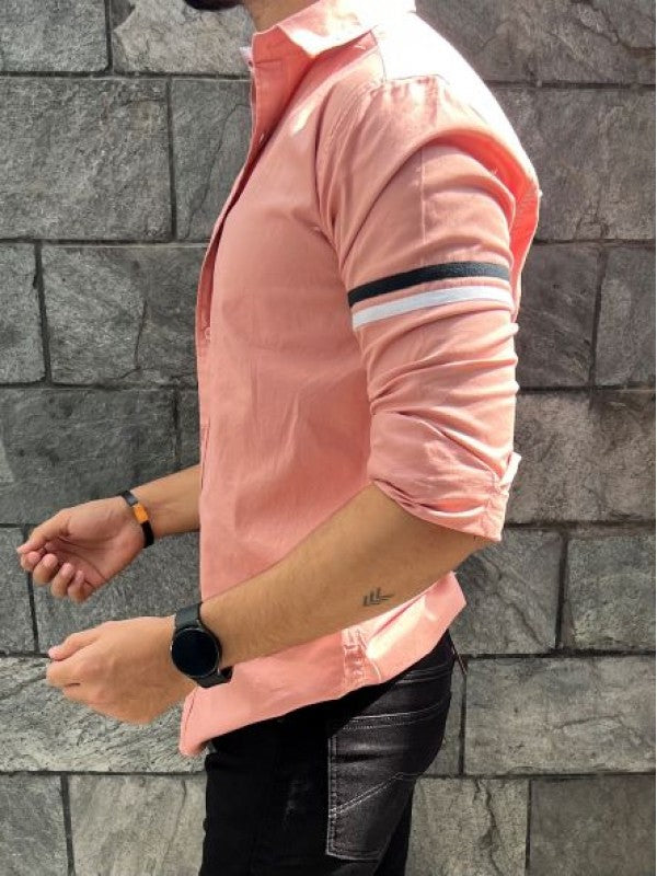 Twill Lycra Sleeve Tape Peach Shirt