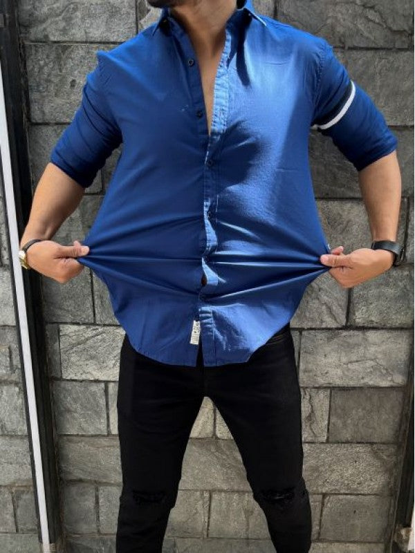 Twill Lycra Sleeve Tape Blue Shirt