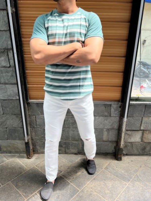 Matty Raglan Green Striper