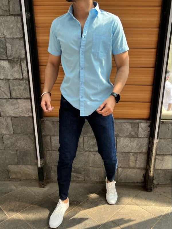 Linen Slub Half Sky Shirt