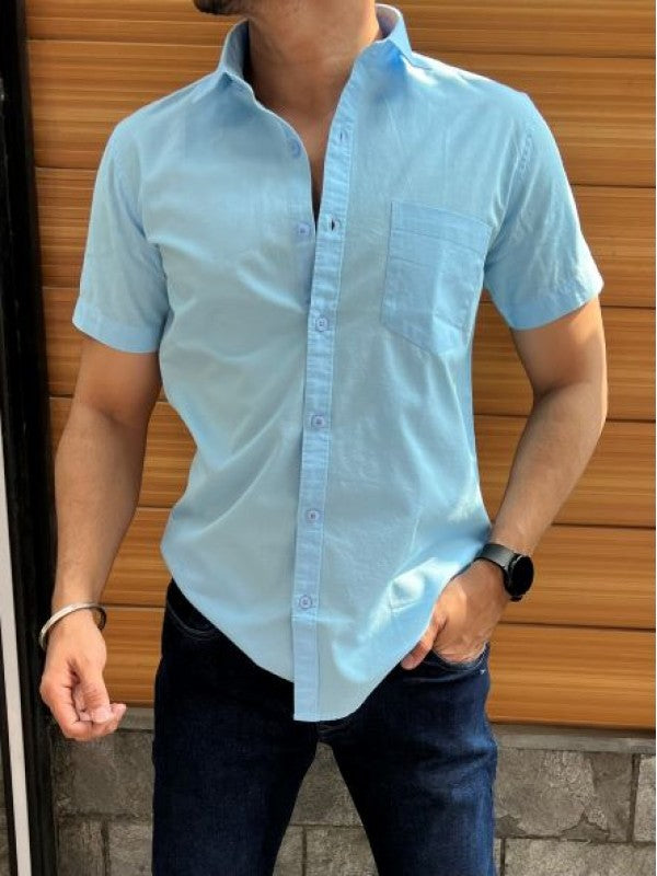 Linen Slub Half Sky Shirt