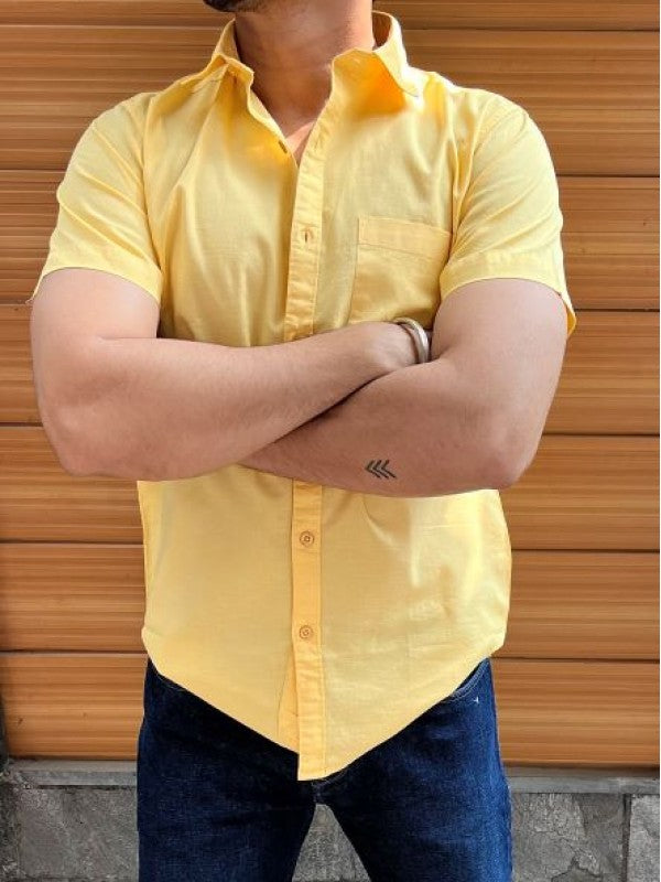 Linen Slub Half Yellow Shirt