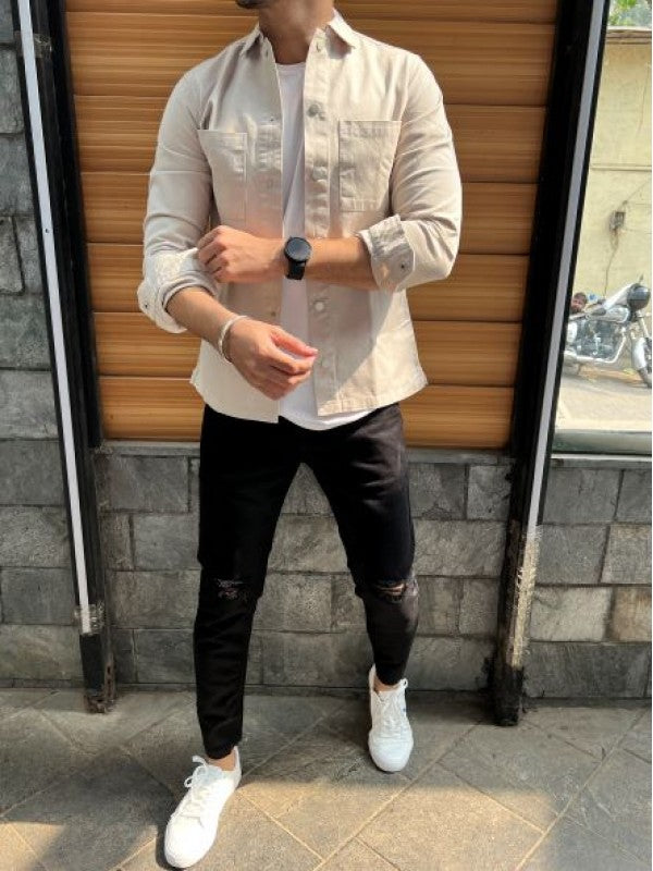 Heavy Twill Denim Cream Jacket