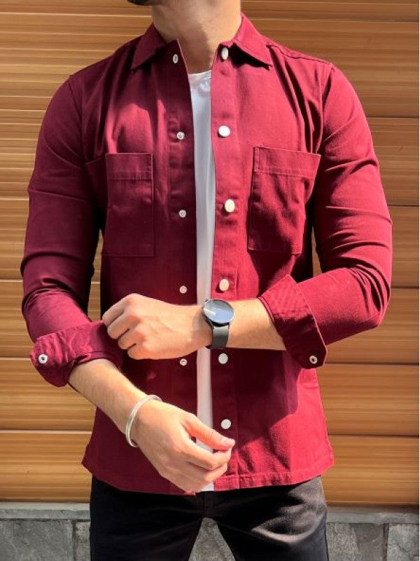 Heavy Twill Denim Maroon Jacket