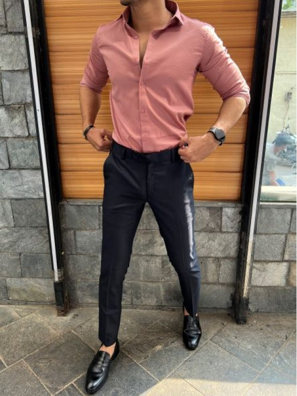 Stretchable Satin Peach Fullsleeve Shirt