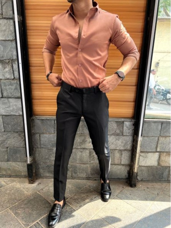 Stretchable Satin Rust Fullsleeve Shirt