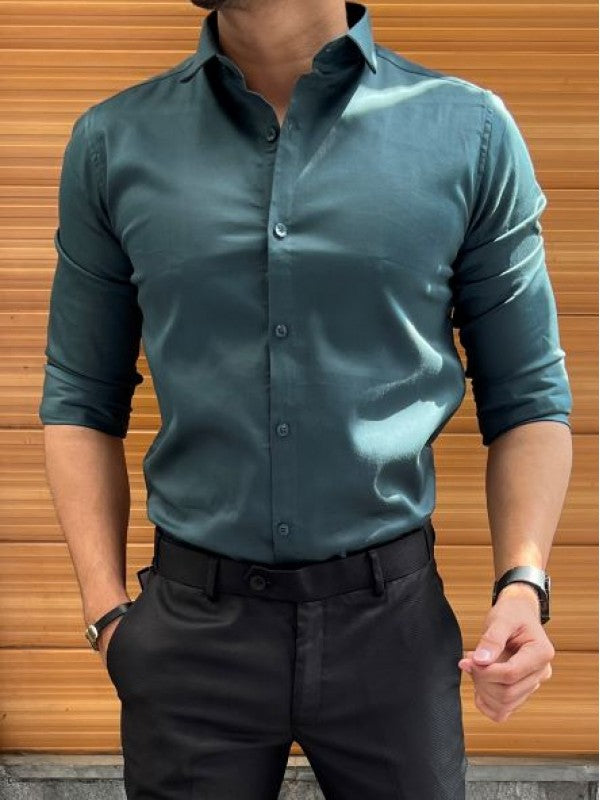 Stretchable Satin Bottle Fullsleeve Shirt