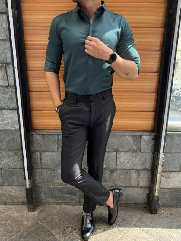 Stretchable Satin Bottle Fullsleeve Shirt