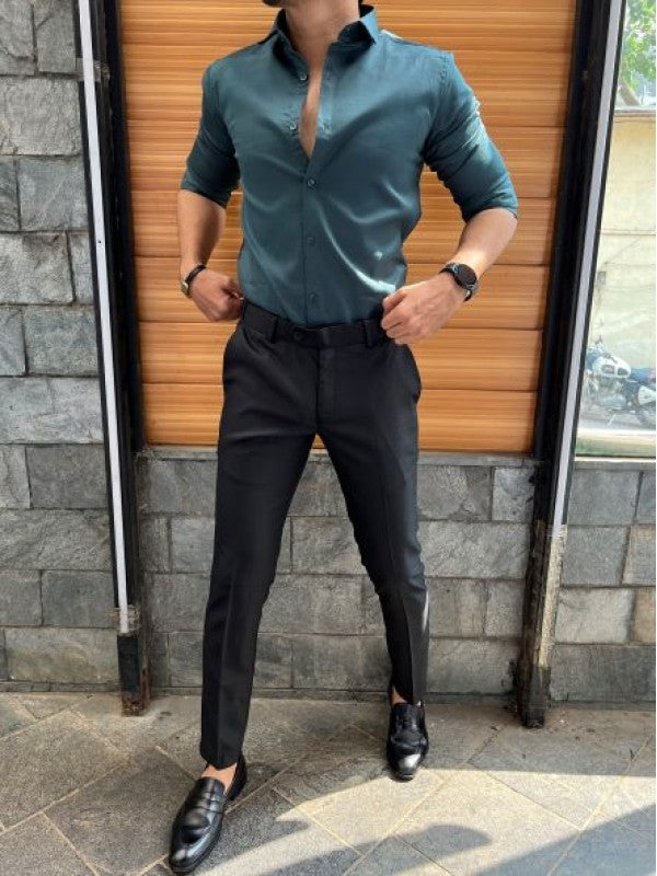 Stretchable Satin Bottle Fullsleeve Shirt