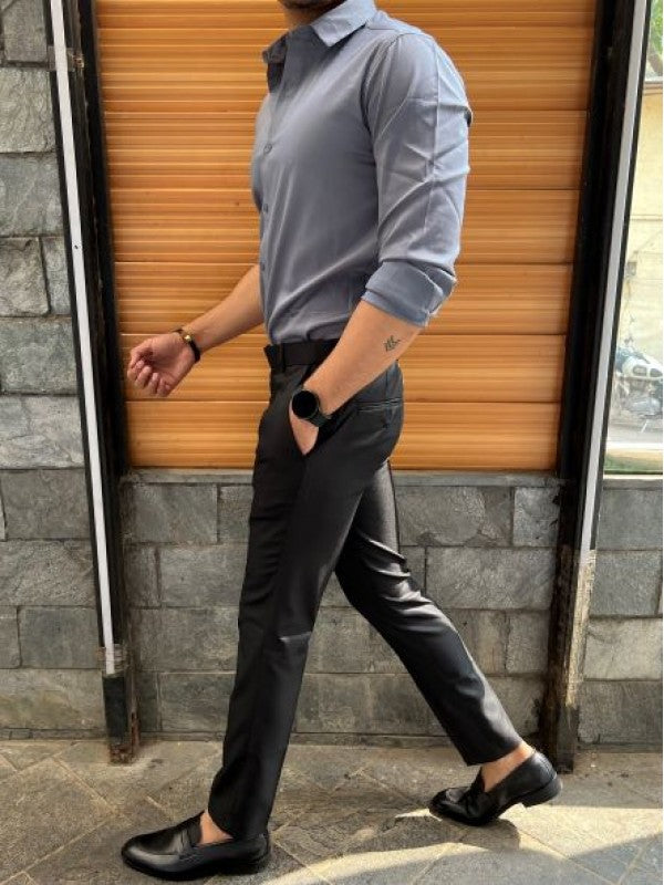 Stretchable Satin Grey Fullsleeve Shirt