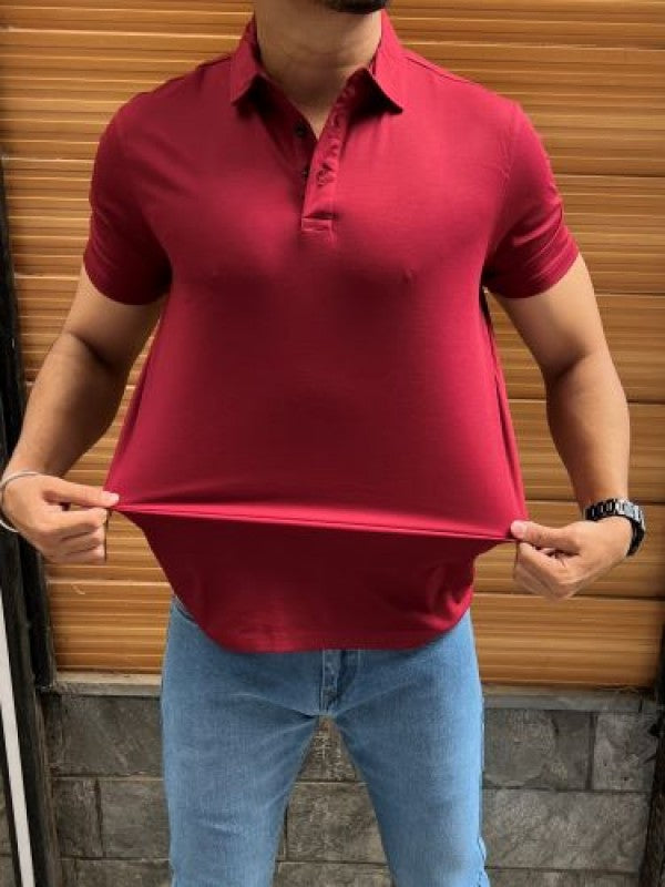 Tensil soft Stretchable Maroon Collar Tshirt