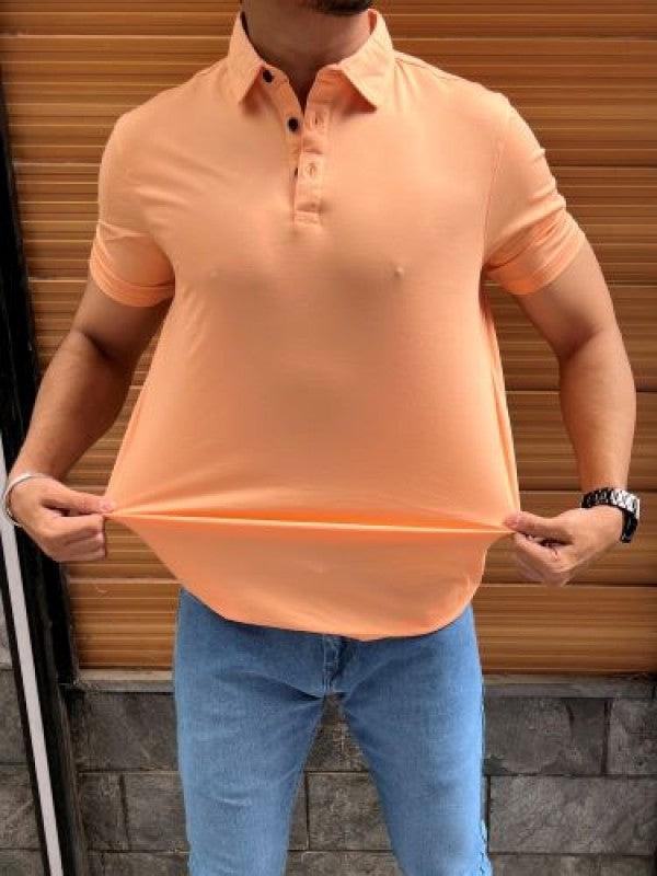 Tensil soft Stretchable Peach Collar Tshirt