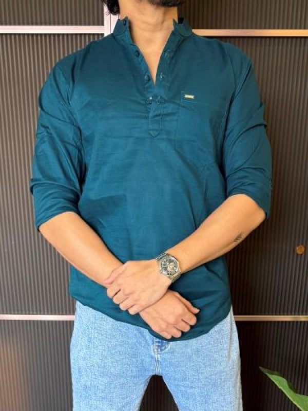 Slub Linen Blue Kurta