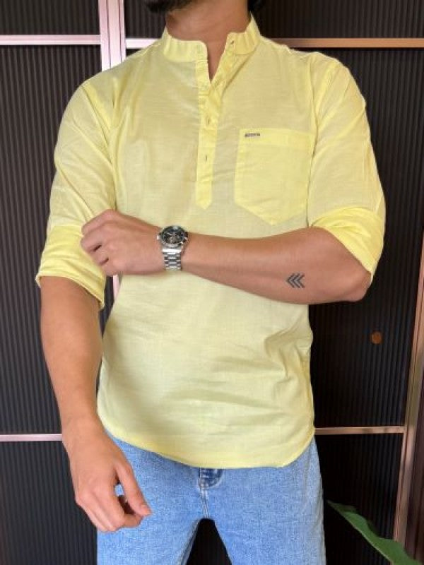 Slub Linen Yellow Kurta