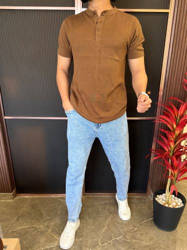 Henly Knitted Brown Half sleeves