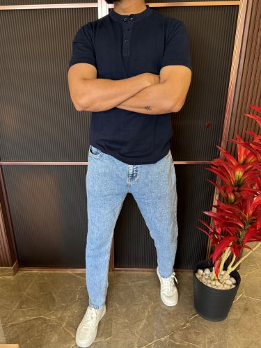 Henly Knitted Navy Half sleeves
