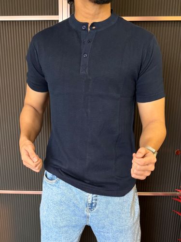 Henly Knitted Navy Half sleeves