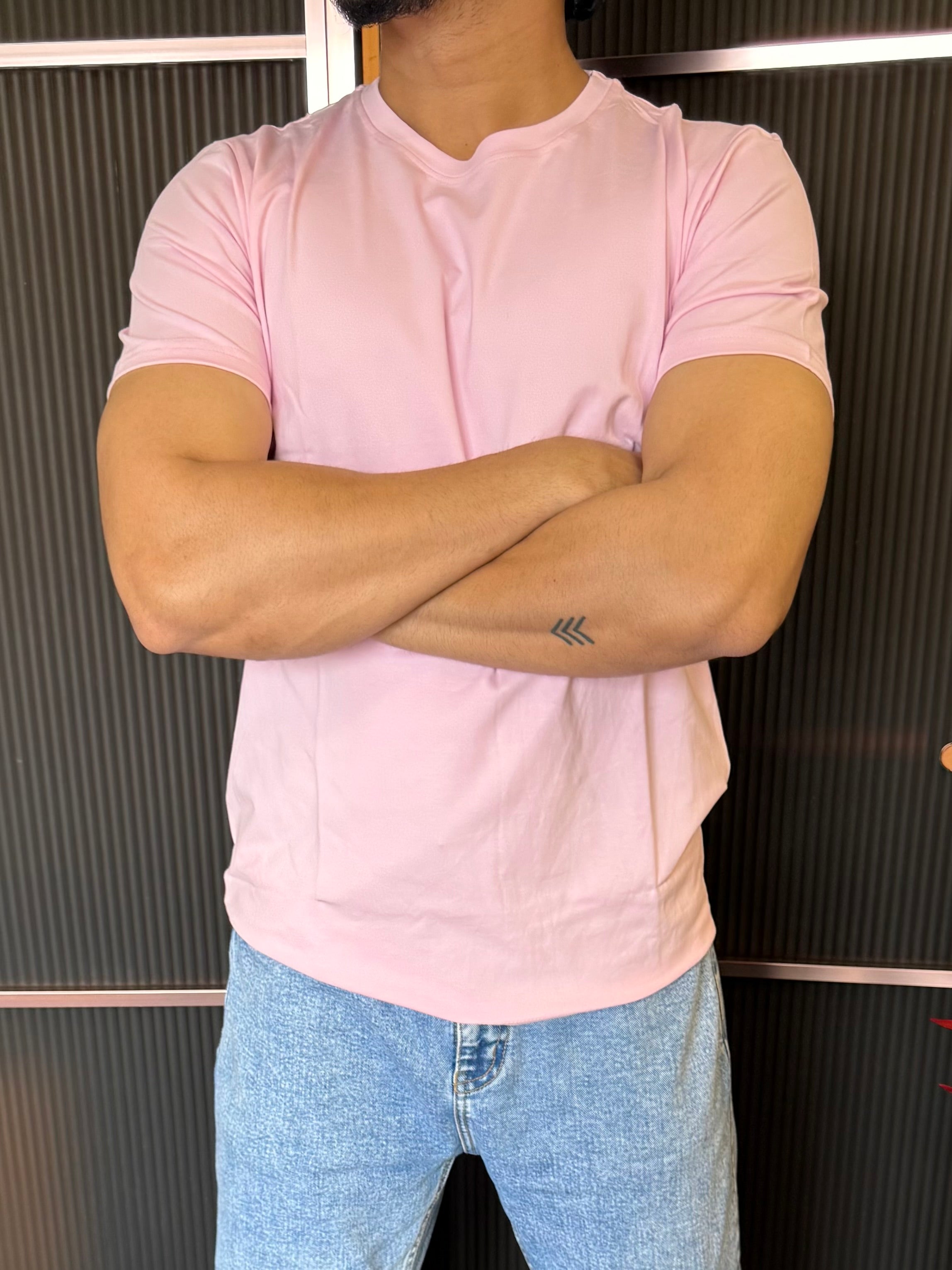 Cotton Lycra Pink Half T Shirt