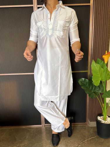 Pathani Set White Colour With Paijama