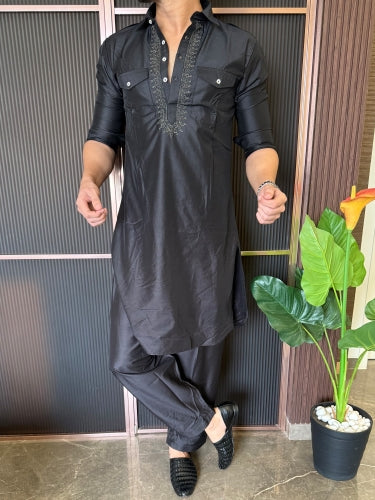 Pathani Set Black Colour With Paijama