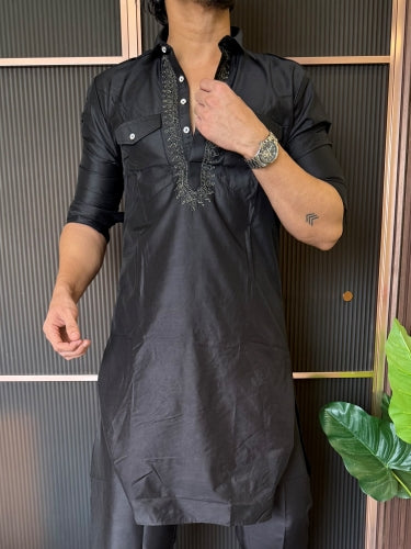 Pathani Set Black Colour With Paijama