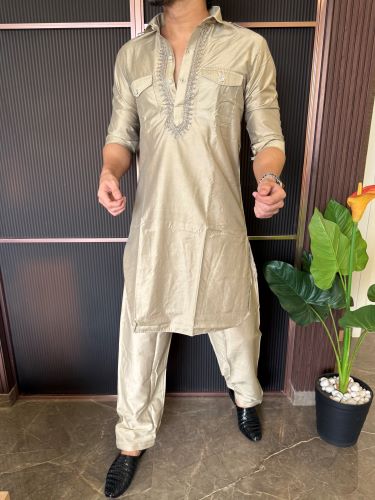 Pathani Set Biscuit Colour With Paijama