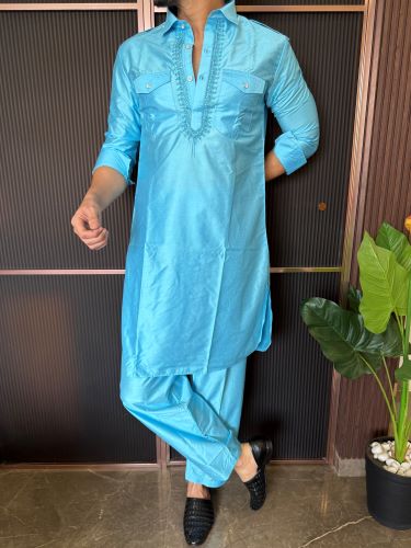 Pathani Set Blue Colour With Paijama