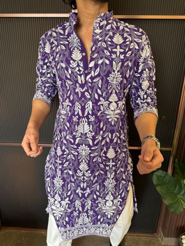 Premium Embroidery Purple Kurta