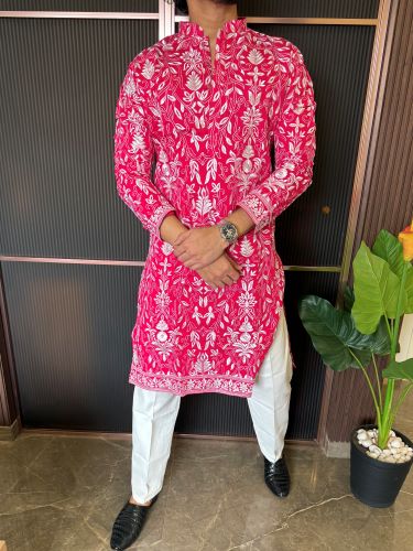 Premium Embroidery Pink Kurta