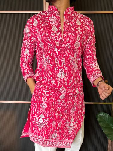 Premium Embroidery Pink Kurta