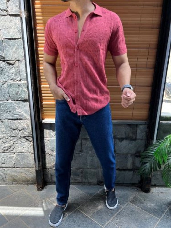 Knitted Tomato Half sleeves shirt