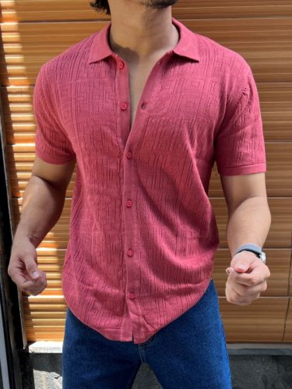 Knitted Tomato Half sleeves shirt