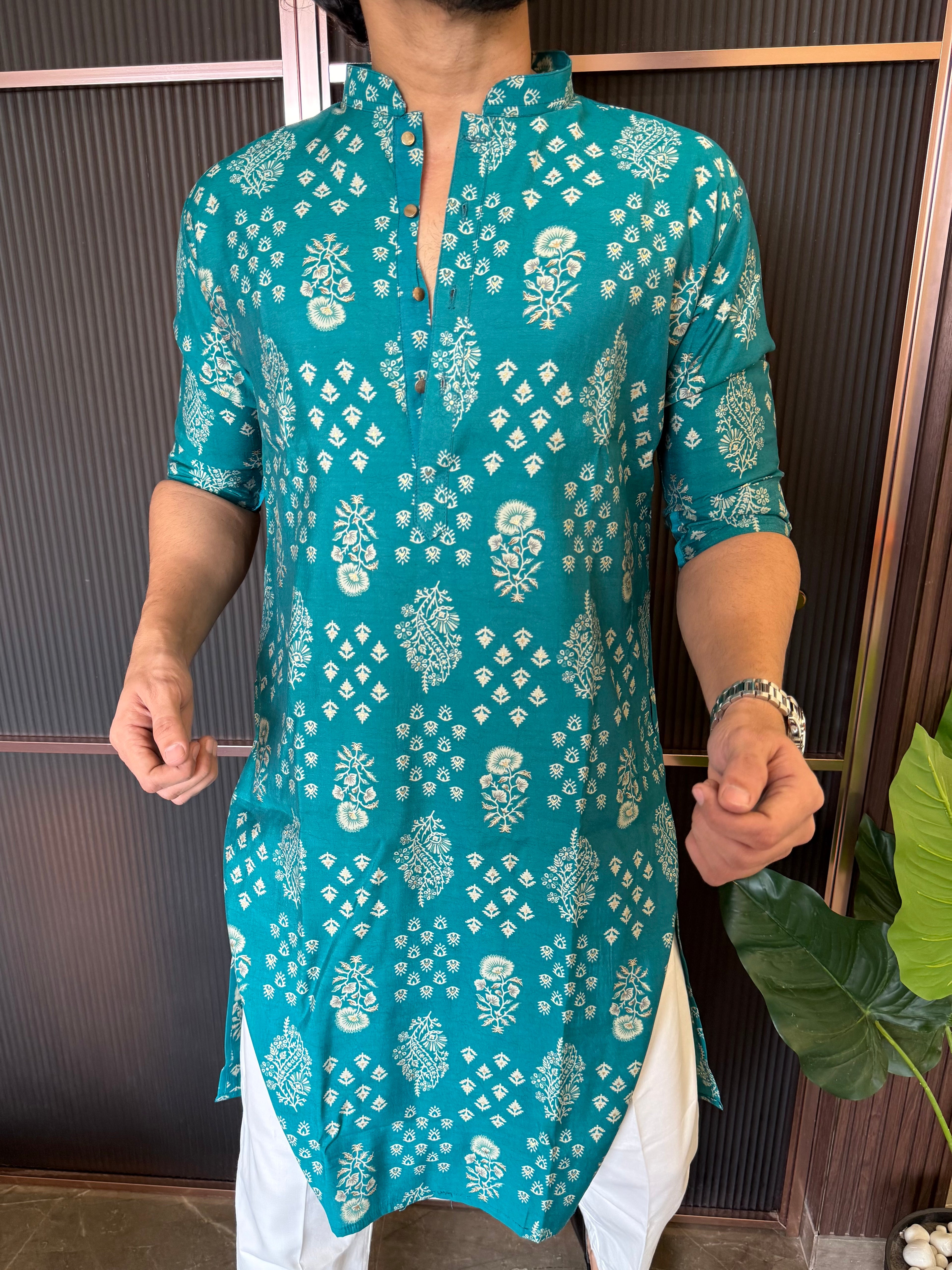 Premium Blue Printed  kurta