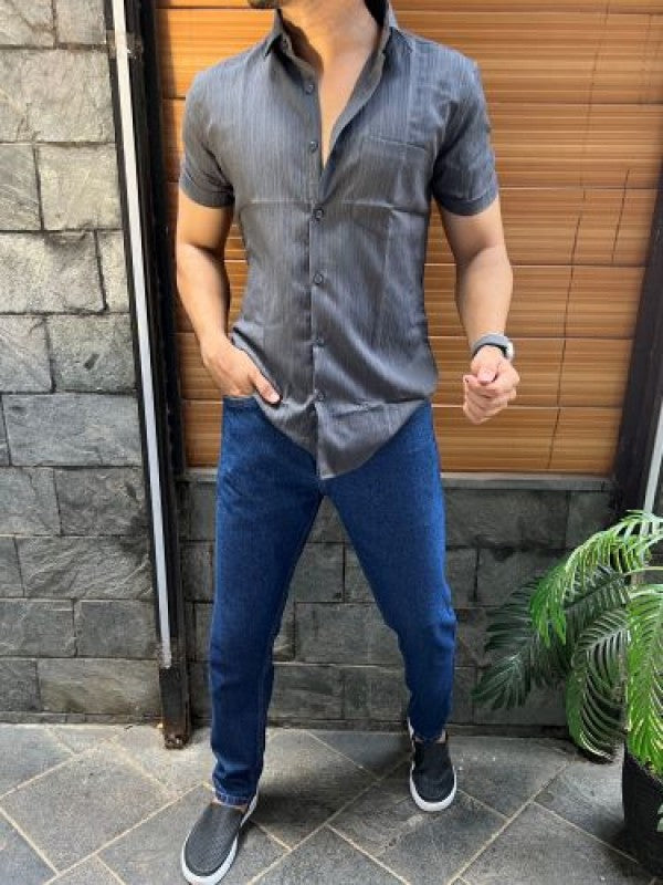 Imported Texture grey Half sleeves Shirt