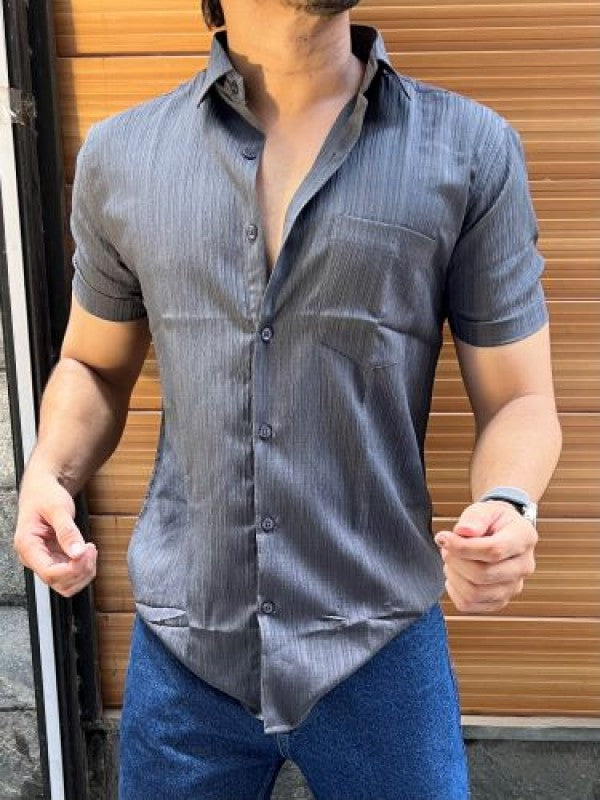 Imported Texture grey Half sleeves Shirt