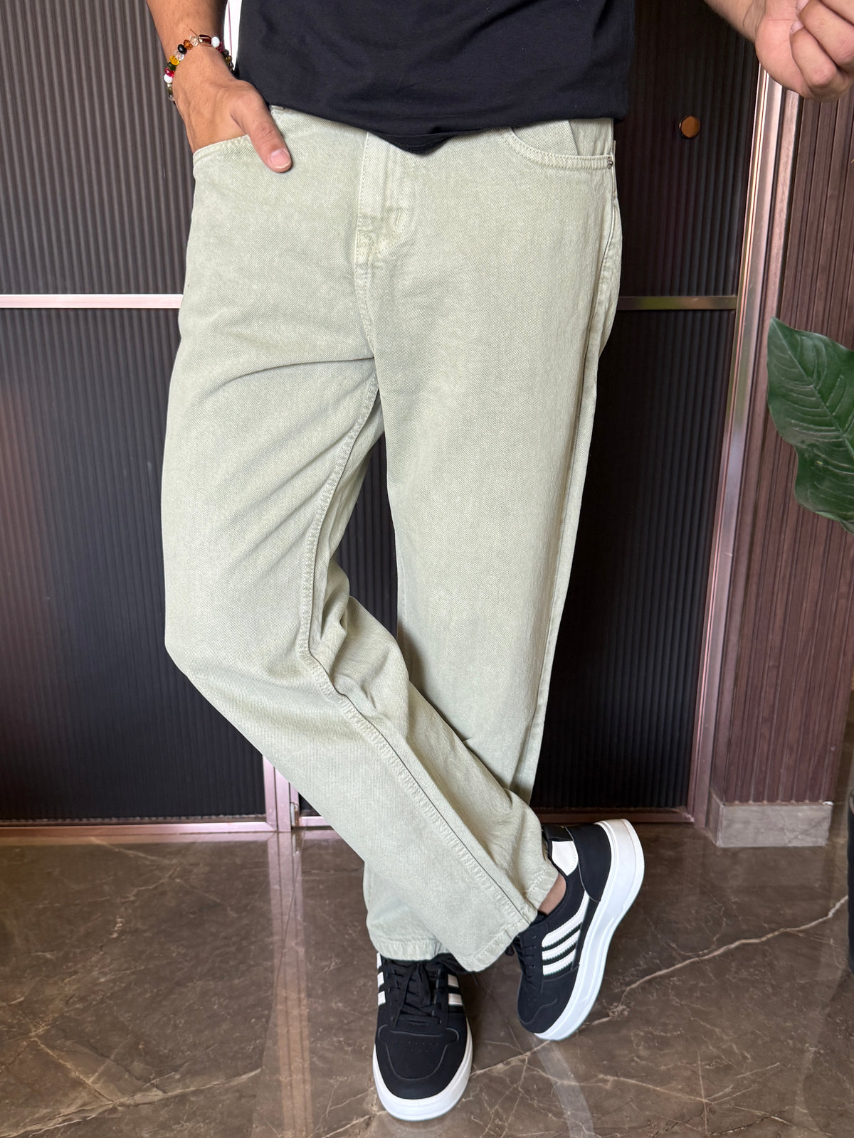Elastic Waist Baggy Pista Jeans