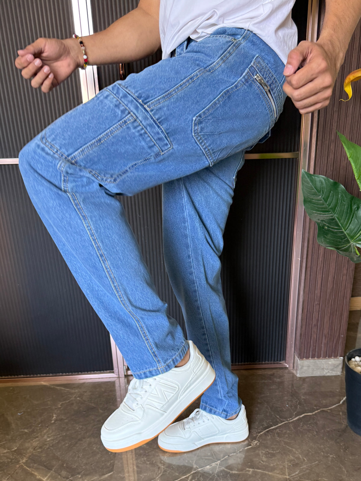 Cargo Denim Light Blue Jeans