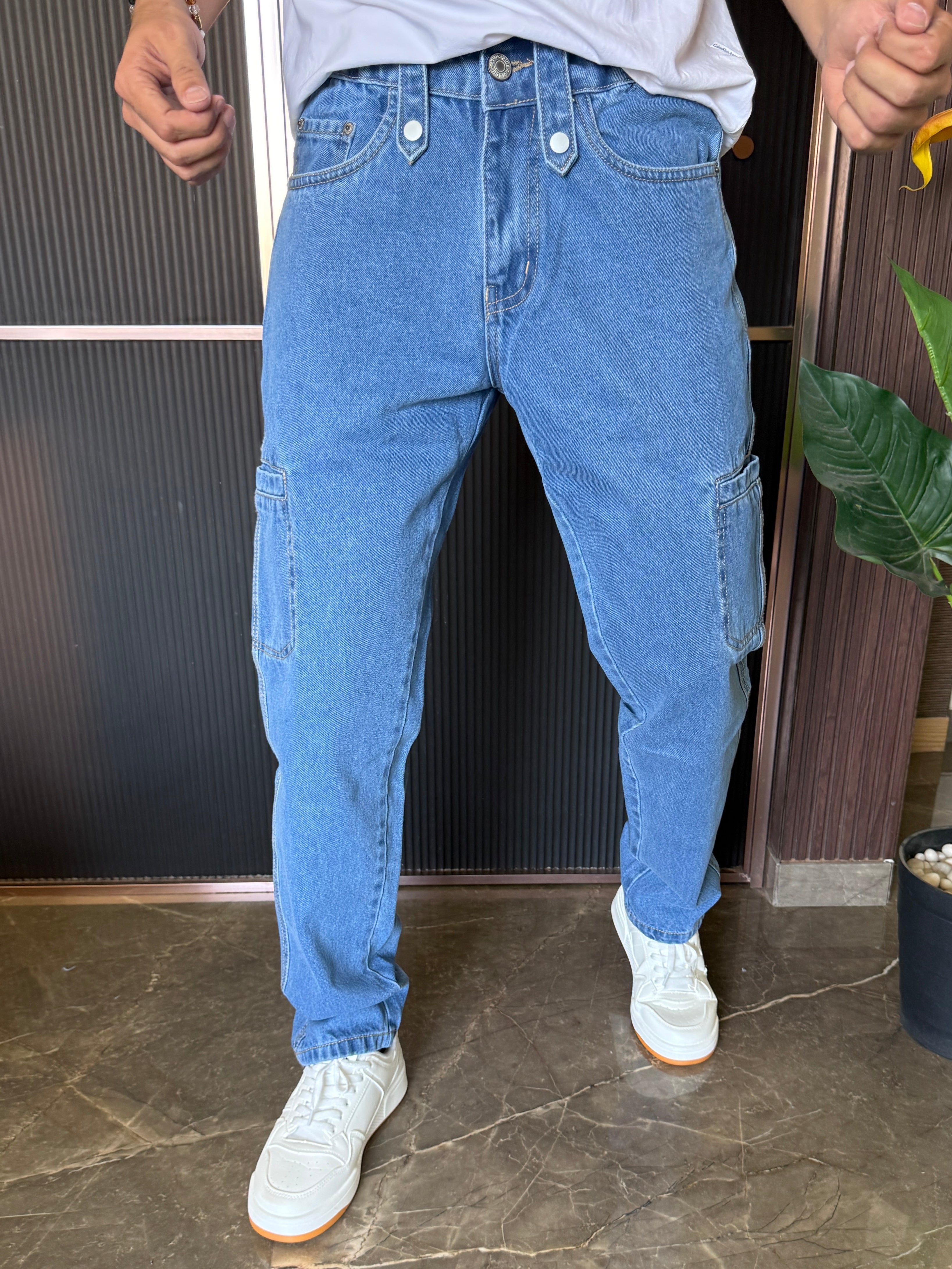 Cargo Denim Light Blue Jeans