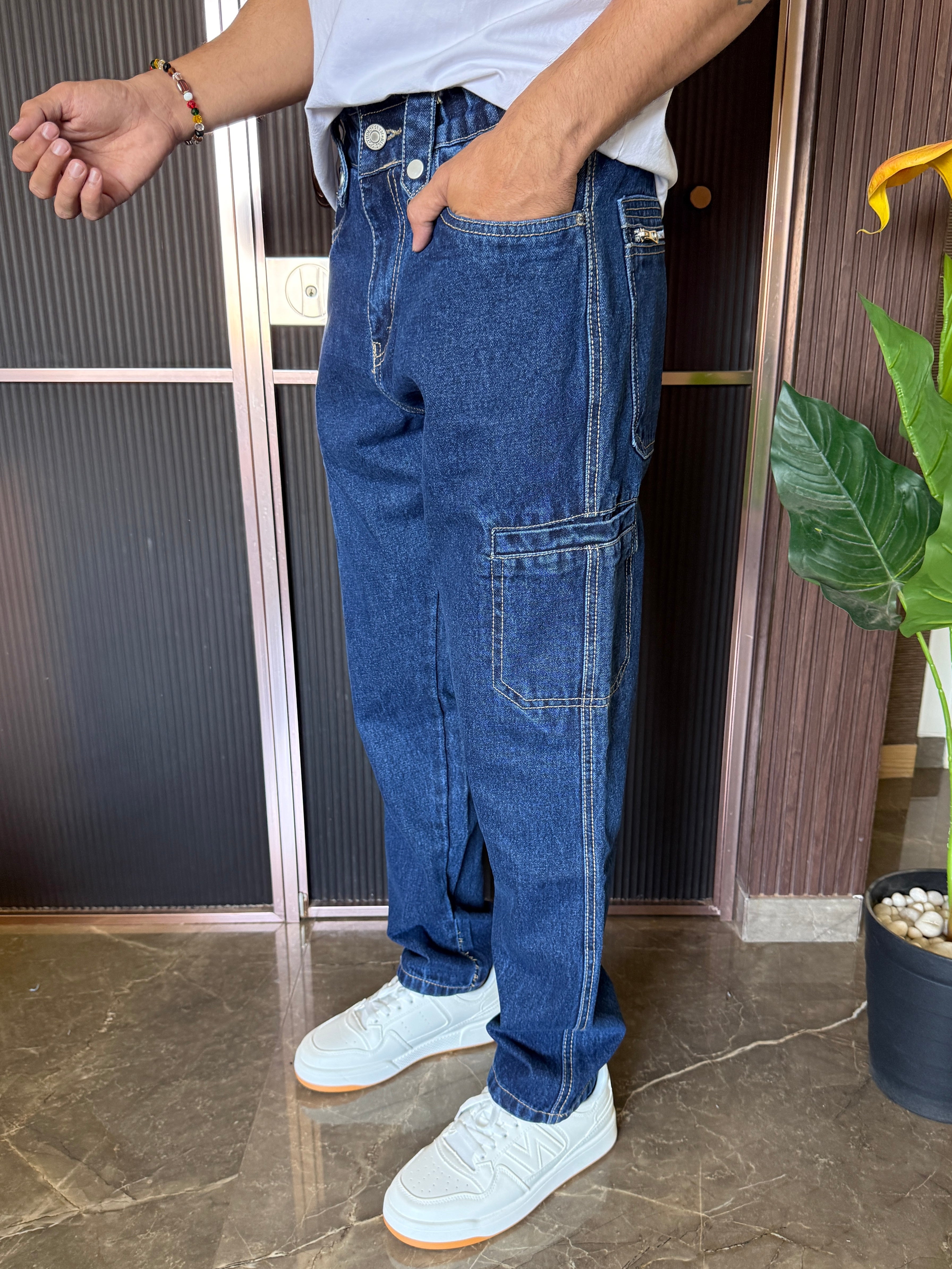 Cargo Denim Dark Blue Jeans