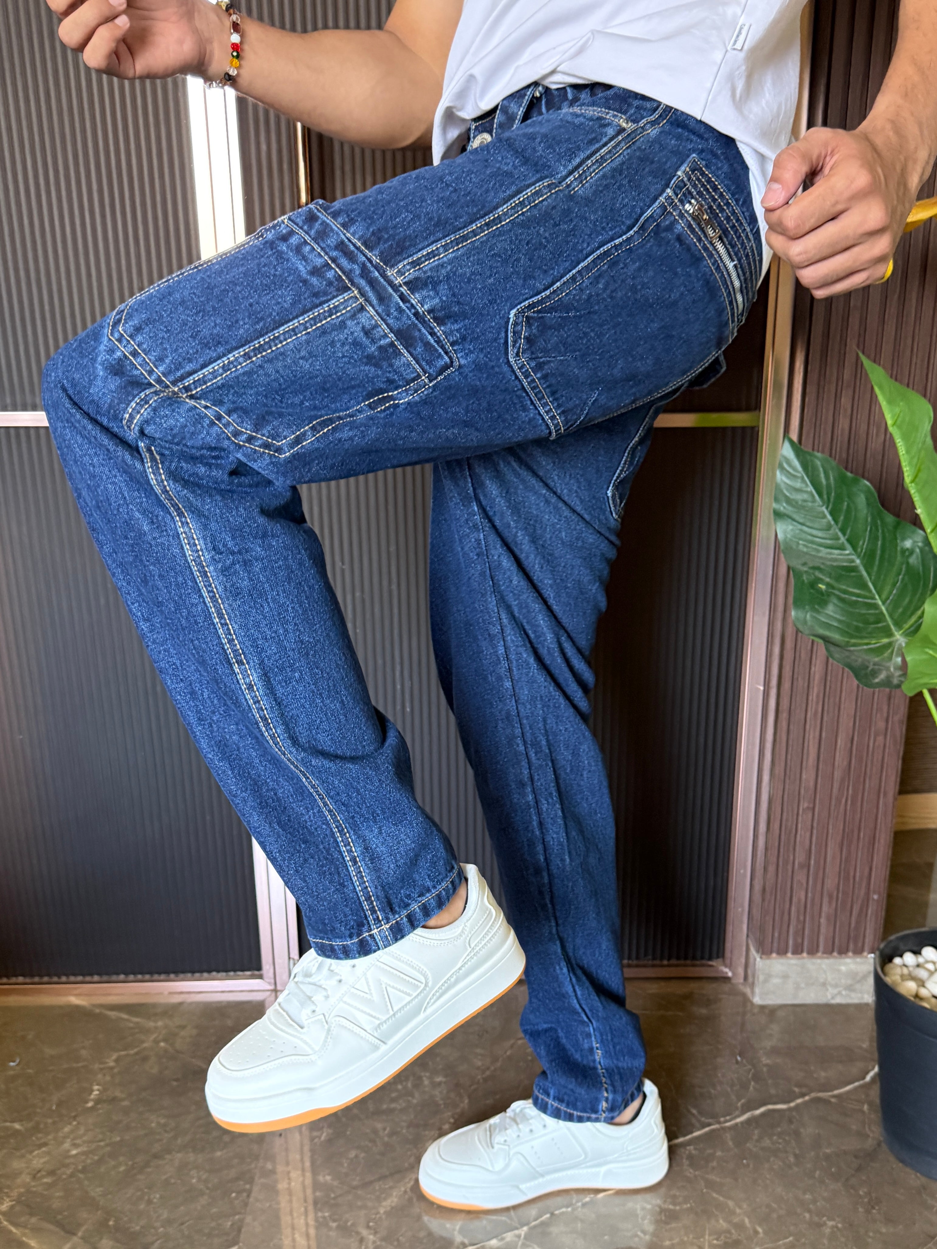 Cargo Denim Dark Blue Jeans