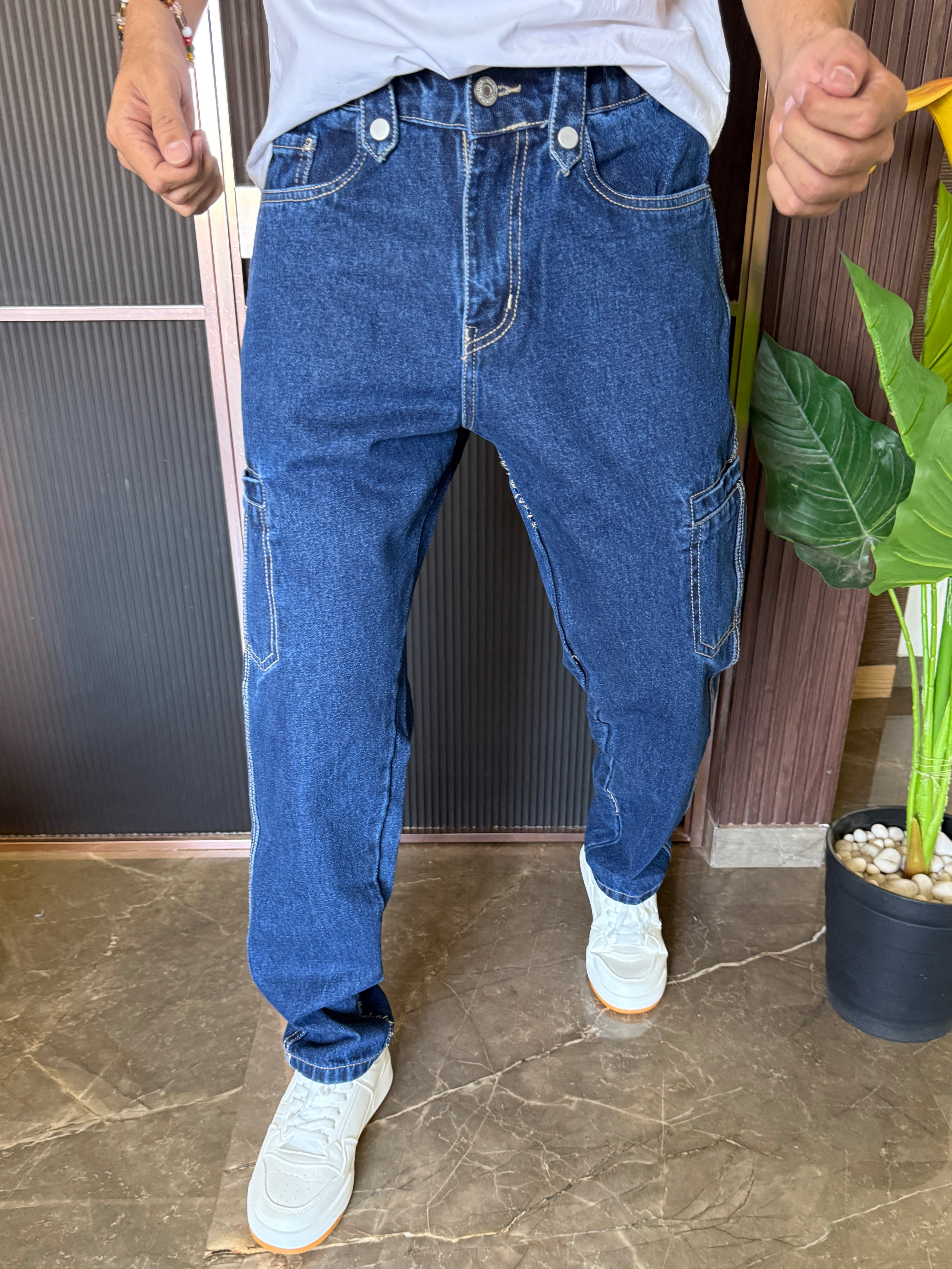 Cargo Denim Dark Blue Jeans
