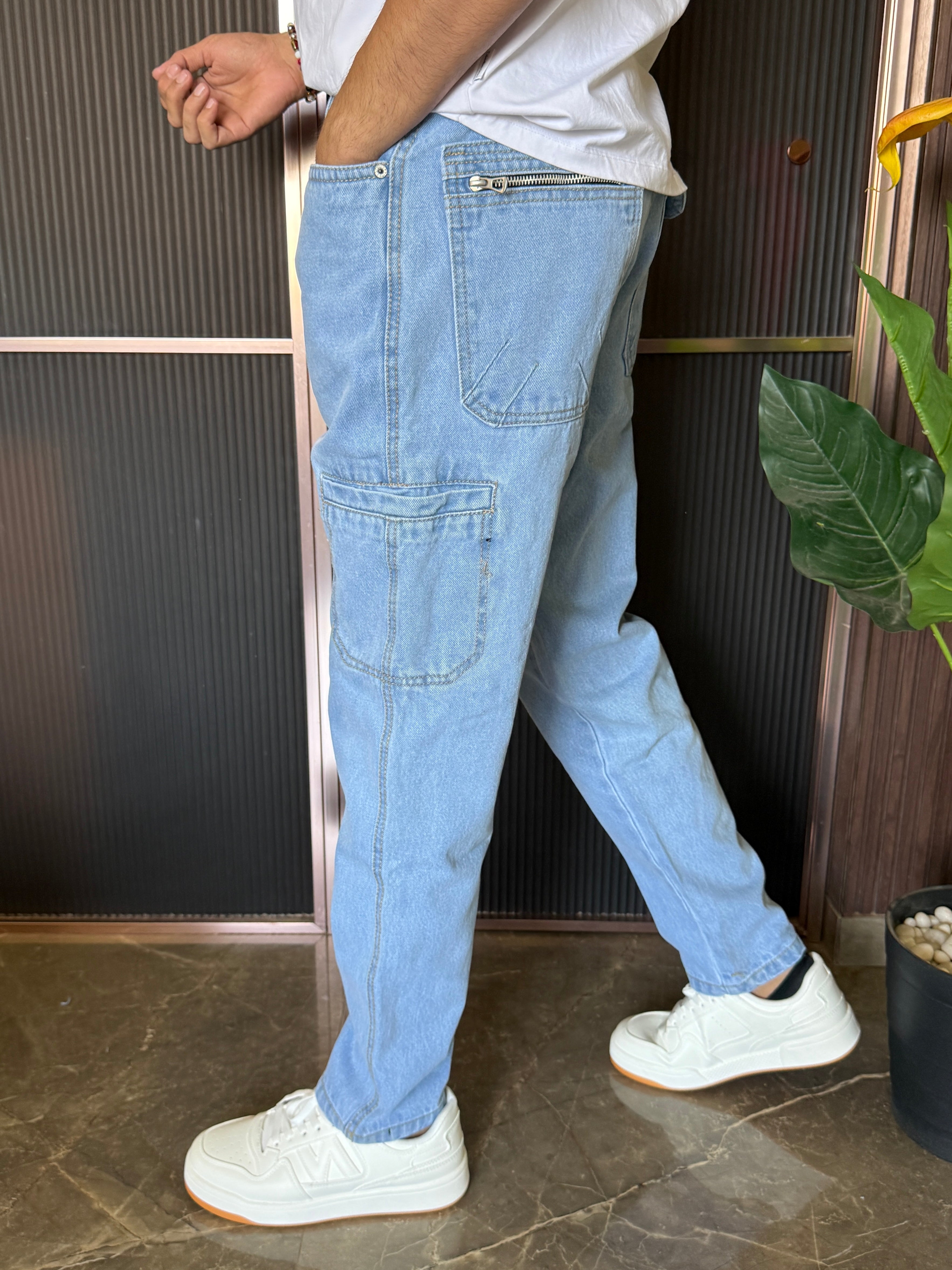 Cargo Denim Ice Blue Jeans
