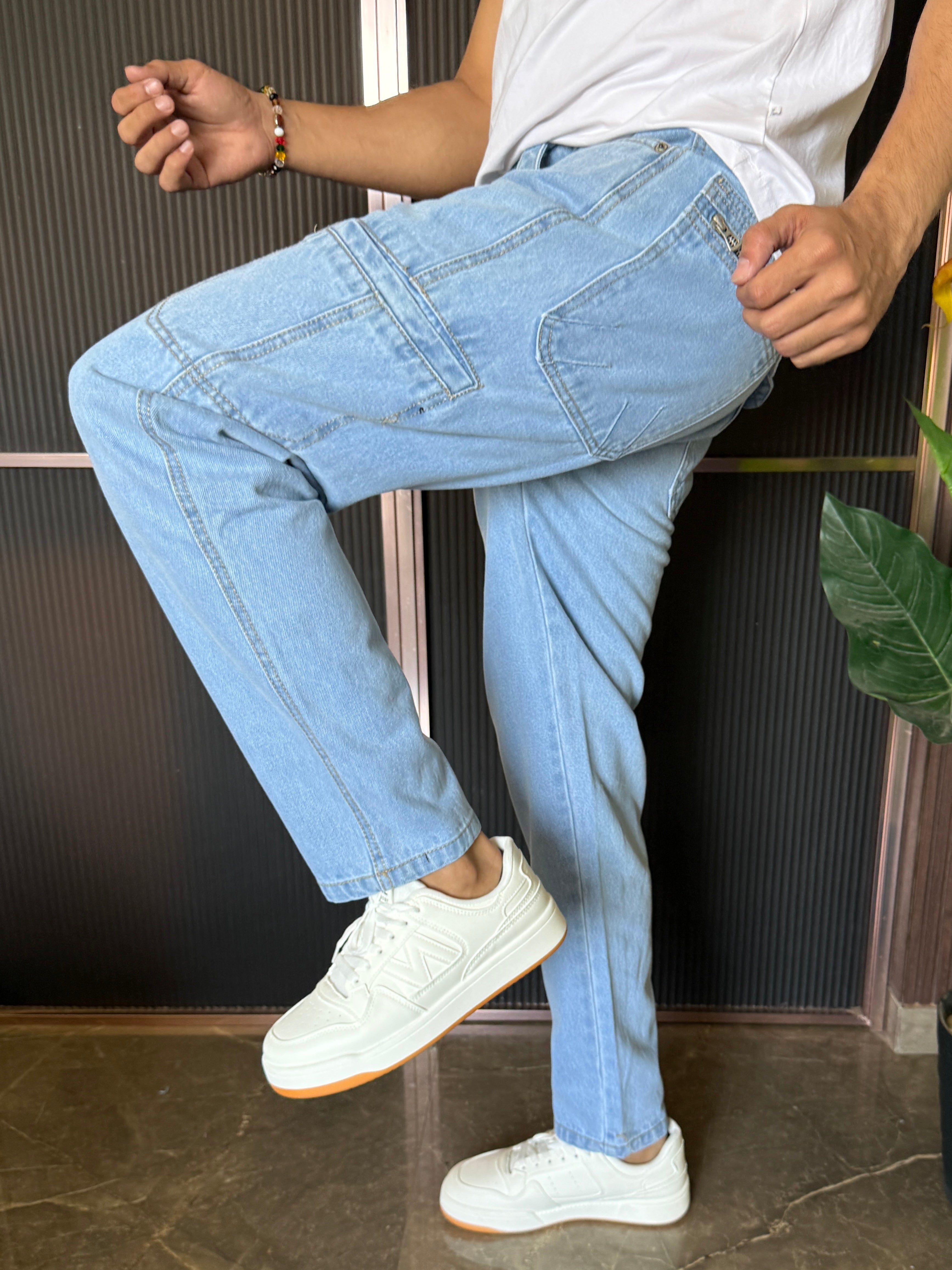 Cargo Denim Ice Blue Jeans
