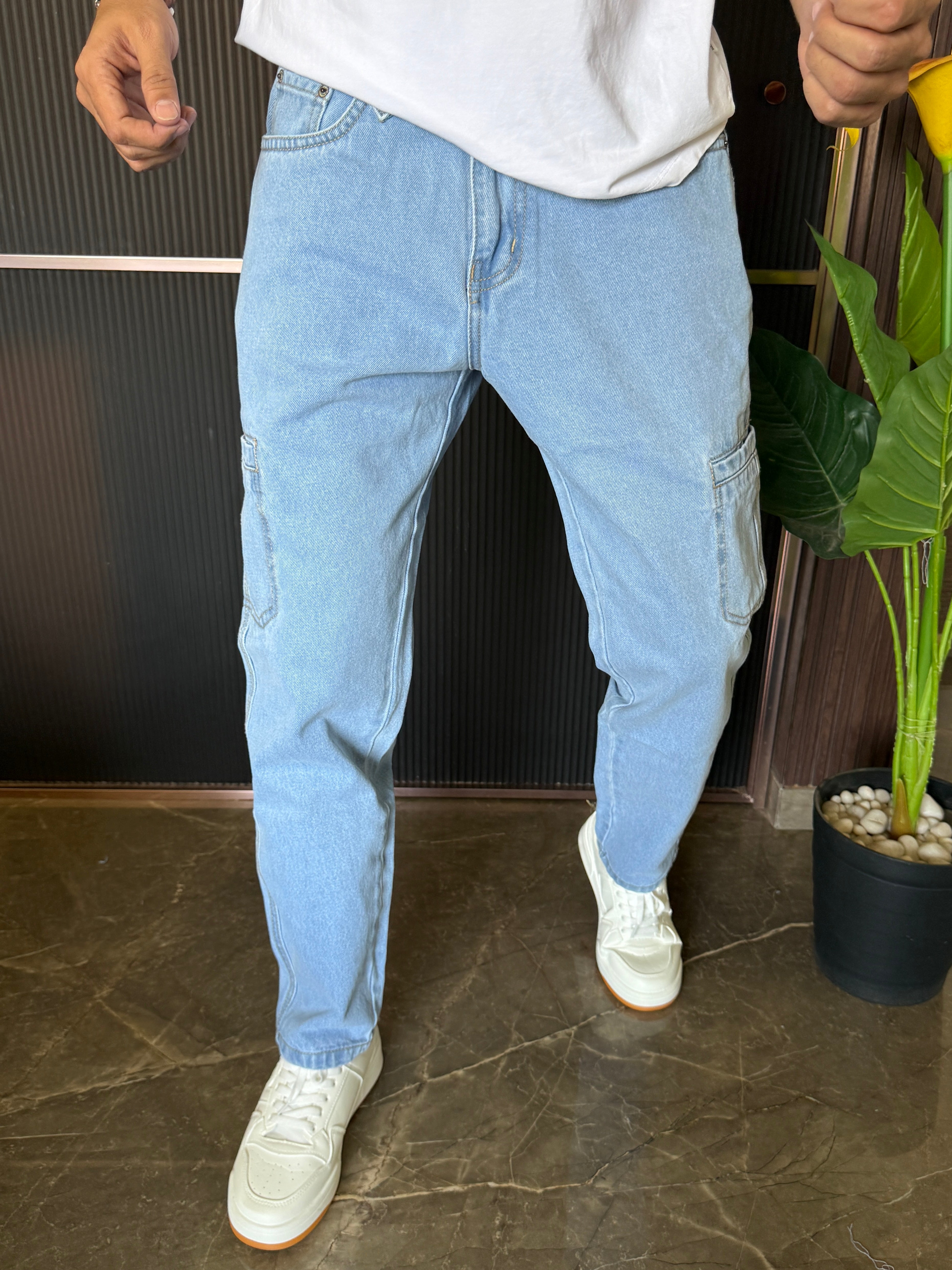 Cargo Denim Ice Blue Jeans