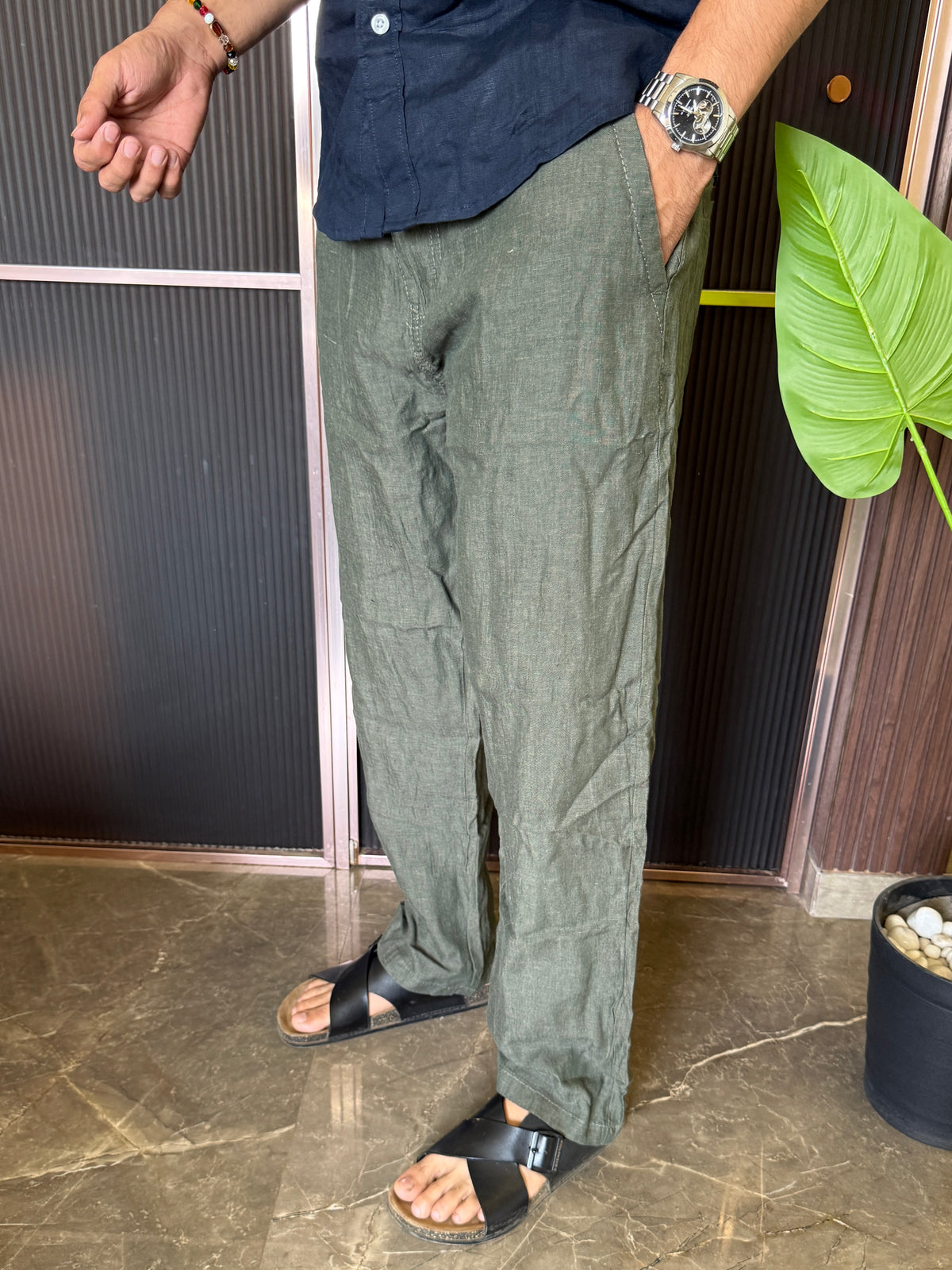 Pure Linen Olive Pant