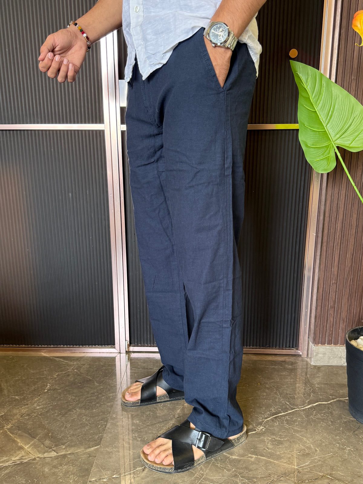 Pure Linen Navy Pant