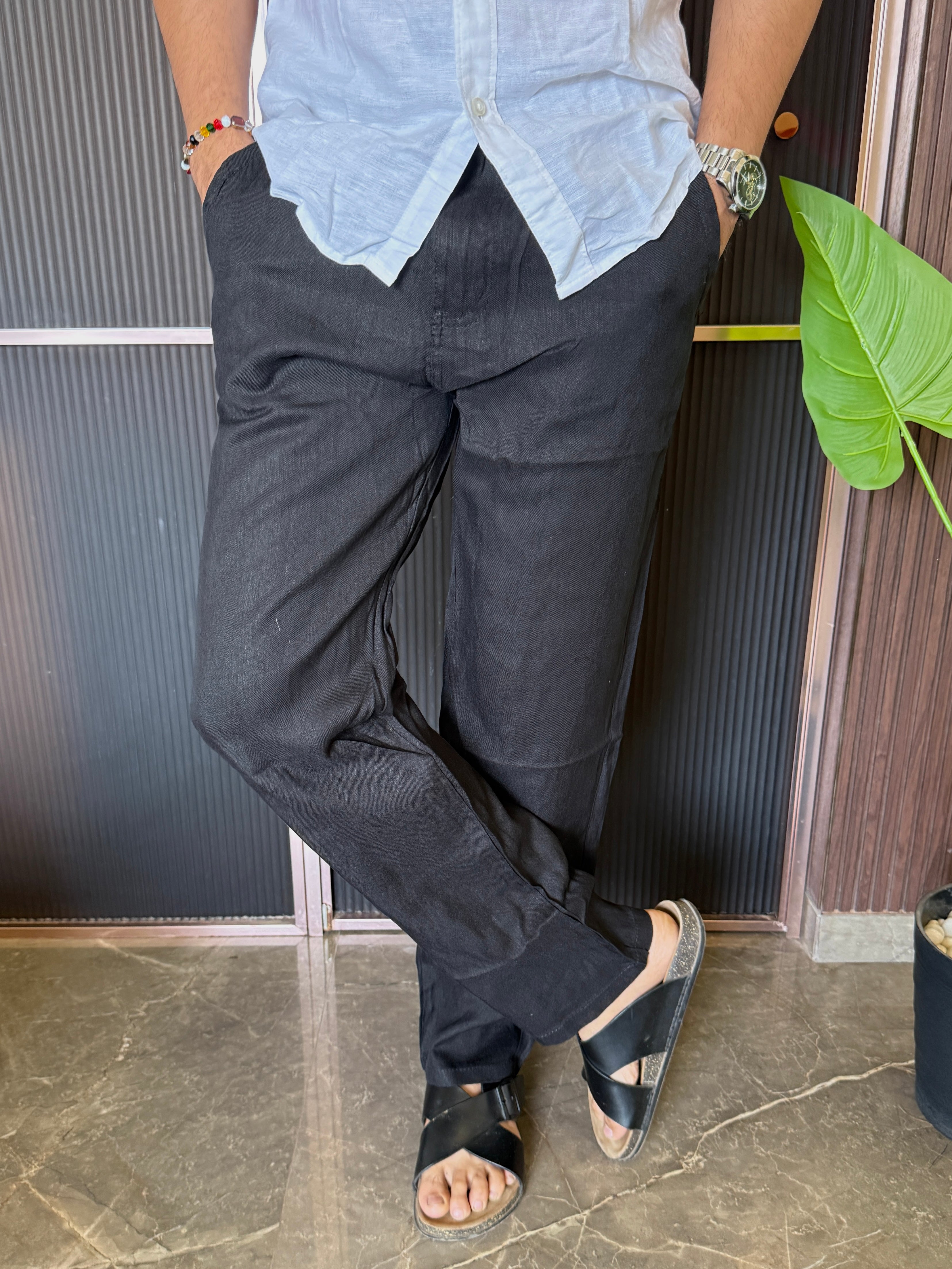 Pure Linen Black Pant