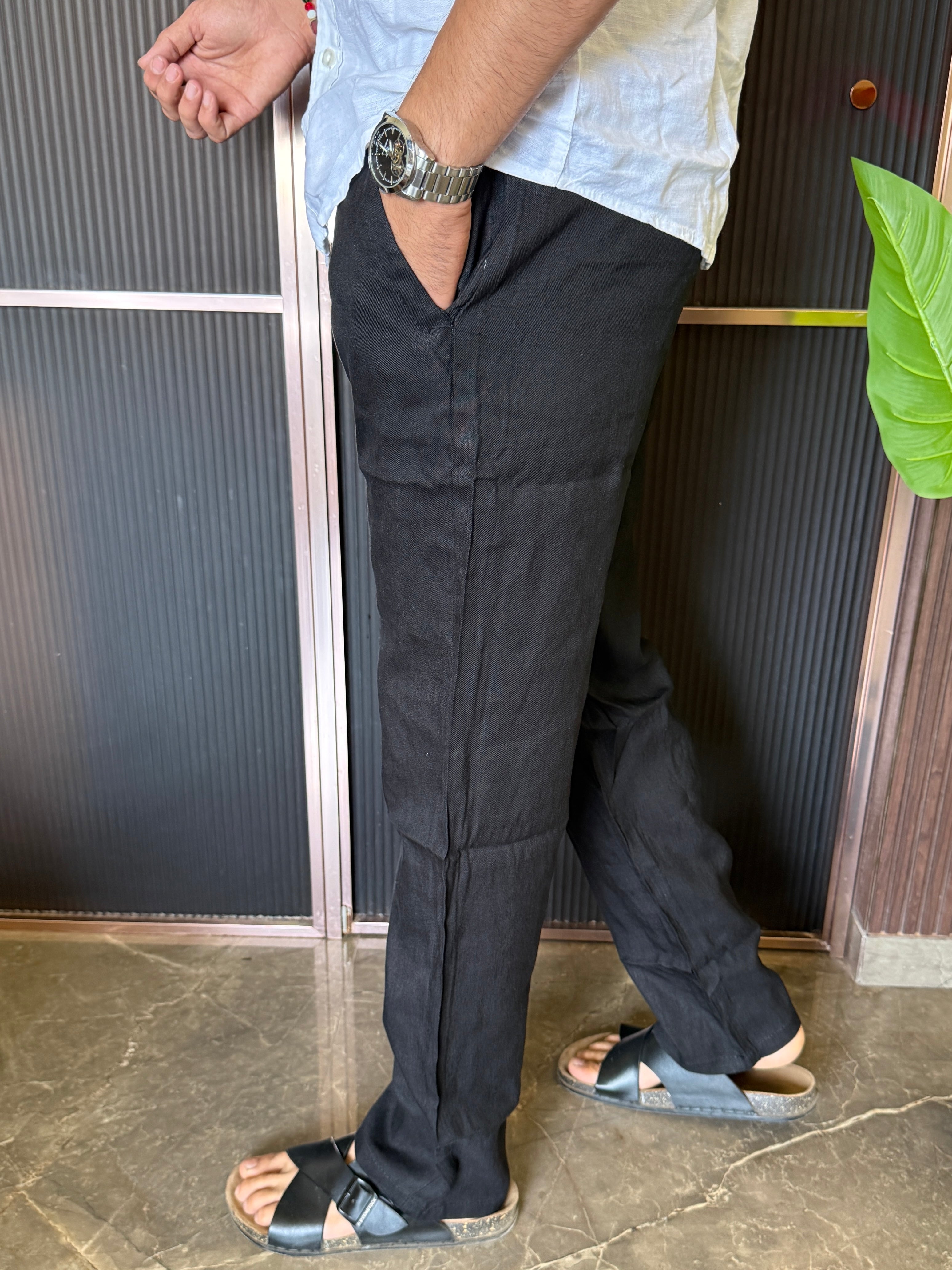 Pure Linen Black Pant