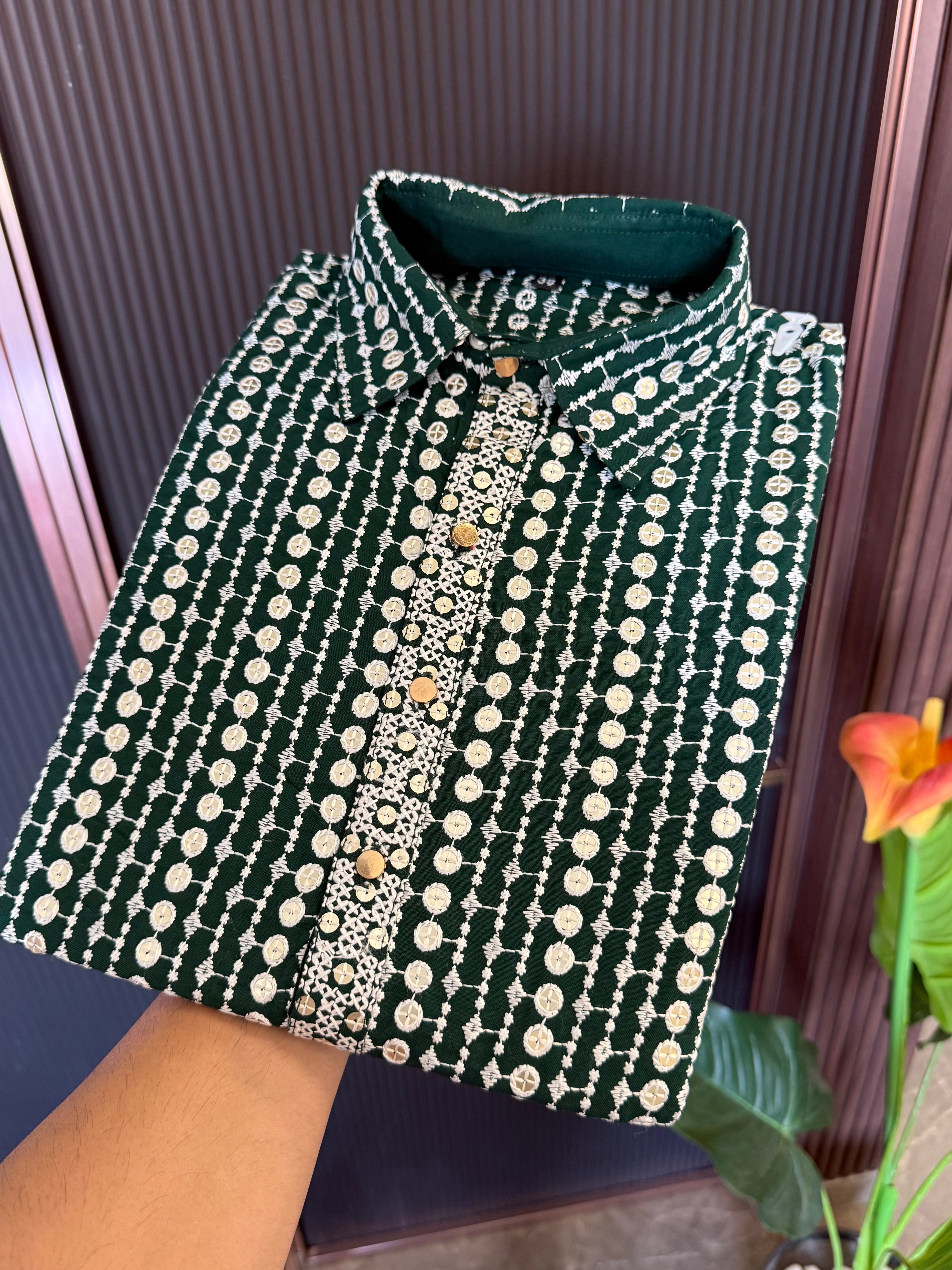 Heavy Work Green Kurta